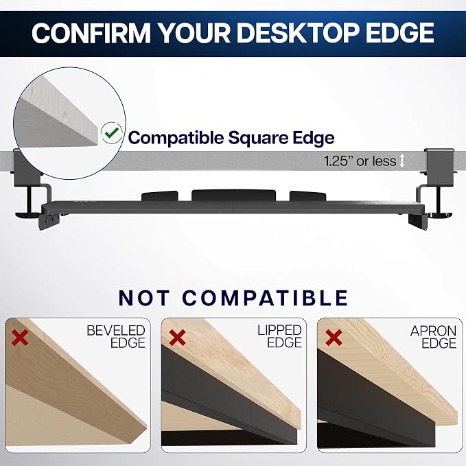 VIVO Large Clamp-on Computer Keyboard and Mouse Under Desk Slider Tray - Image 7