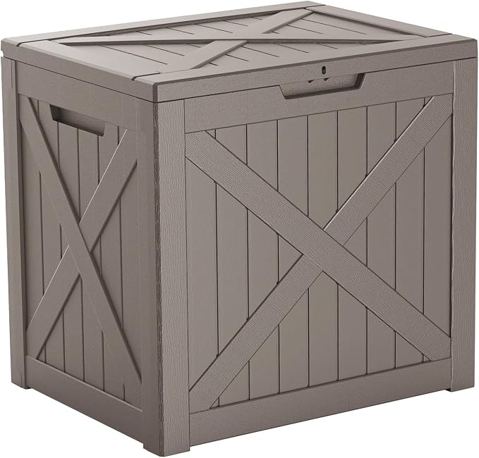 38 Gallon Outdoor Deck Box, Storage Lockable Waterproof Patio Furniture by MAIUSCOLI