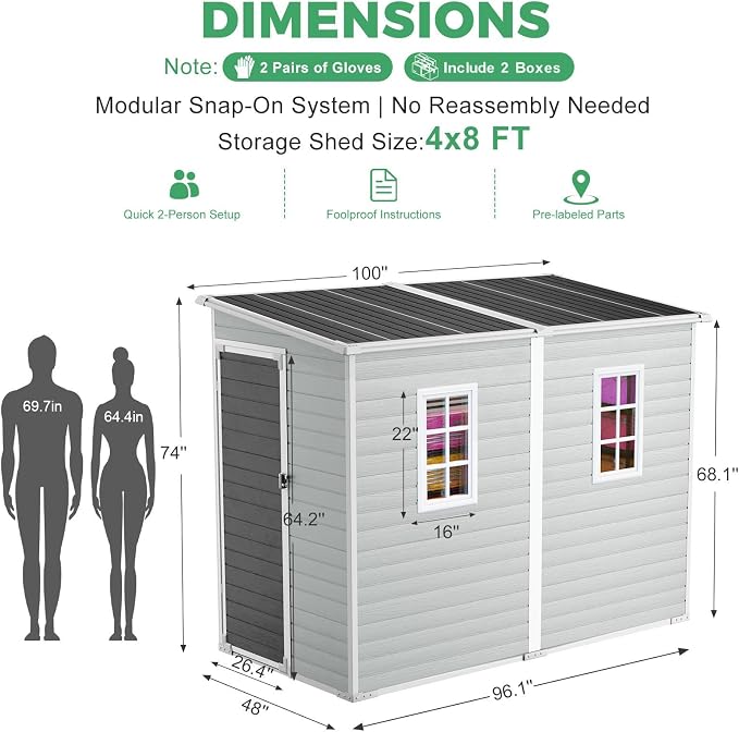 4x8 FT Plastic Storage Sheds Outdoor - Image 6