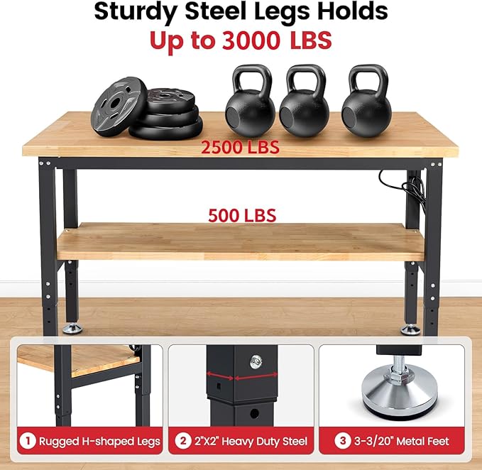 Adjustable Height Work Bench 60x 22 Workbench - Image 3