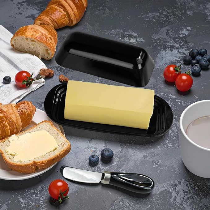 Butter Dish with Lid and Knife, Durable Countertop & Fridge Butter Keeper - Image 9