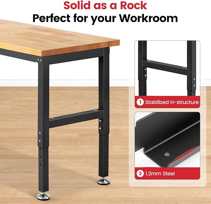 Work Bench for Garage Workbench Adjustable Height Work Table for Shop - Image 4