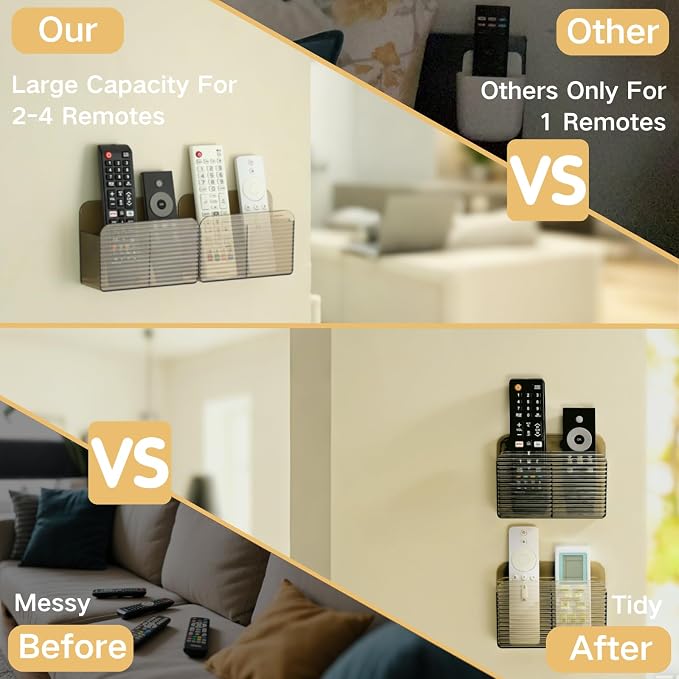 LINFIDITE Adhesive TV Remote Control Holder Wall Mount TV Remote Holder - Image 6