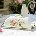 Enamel Butter Dish with Lid Vintage Enamelware Butter Keeper with Flower and by ZZornamentorum