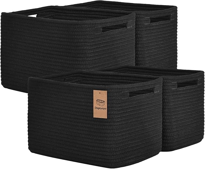 Storage Baskets for Organizing, 4 Pack Storage Baskets for Shelves, Woven by Degeyoyo