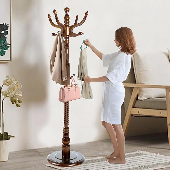 Solid Wooden Coat Rack Stand, Coat Racks Freestanding by Haicang