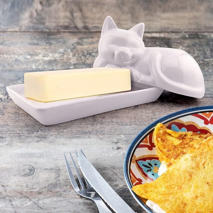 Adorable Cat Ceramic Butter Dish - Image 7