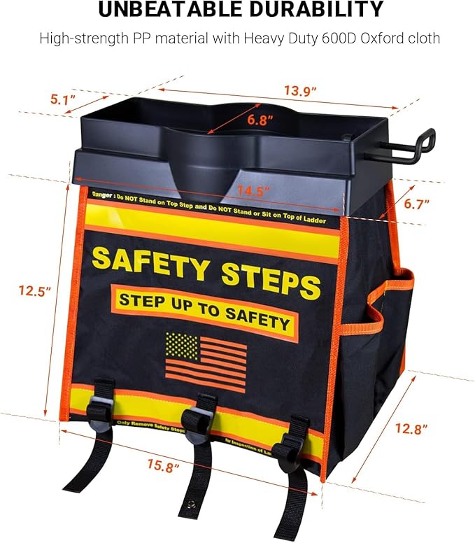 Ladder Organizer with Tool Bag and Slide-Out Tray, High Storage Capacity - Image 2