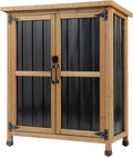 Outdoor Storage Cabinet, Small Wood & Metal Storage Shed by MAGAZOOPET