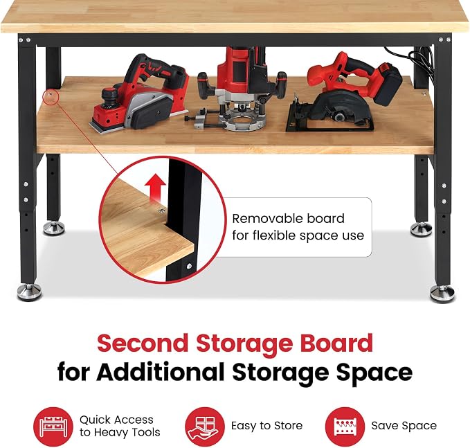 Adjustable Height Work Bench 60x 22 Workbench - Image 5