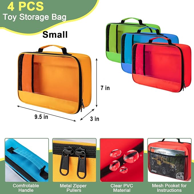 4 PCS Toys Storage Bag, Classic Bricks Building Set Storage Bag, Travel Case - Image 2