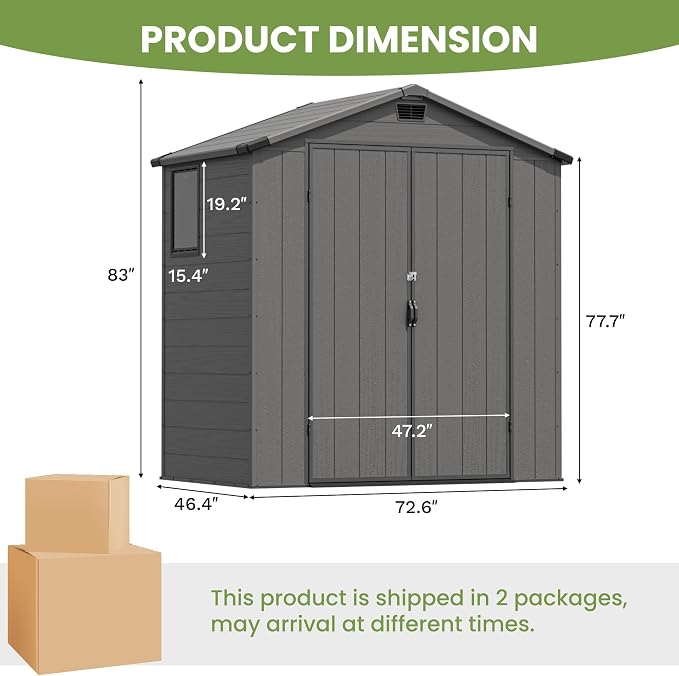 Greesum 6x4FT Plastic Outdoor Storage Shed - Image 2