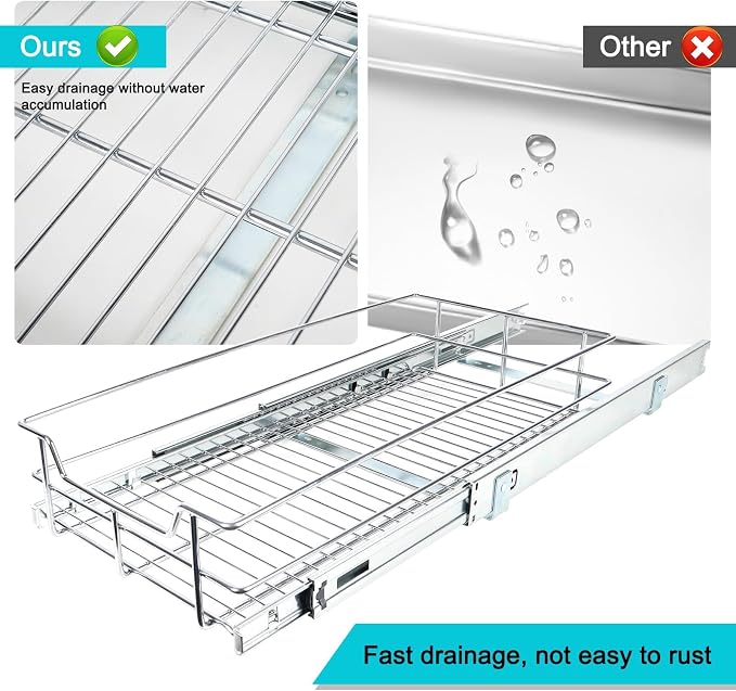 Pull Out Cabinet Organizer 20" W X 17" D, Slide Out Drawers - Image 7