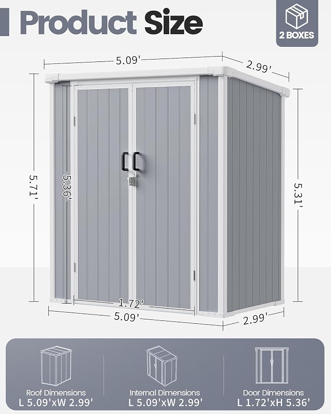 5x3 ft Outdoor Storage Shed - Image 2
