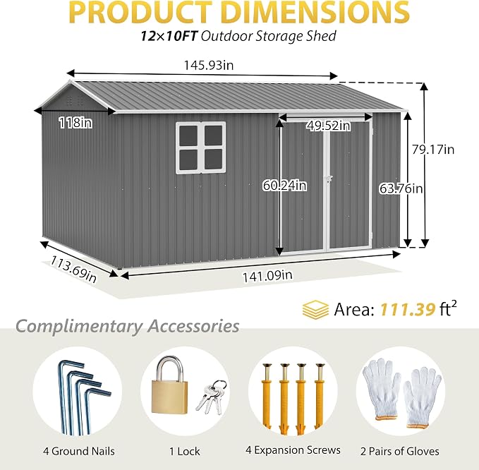12x10 FT Outdoor Storage Shed - Image 5