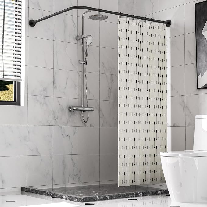 L-Shaped Corner Shower Curtain Rod, 「Black 24"-53" x 24"-53"」 Adjustable - Image 7