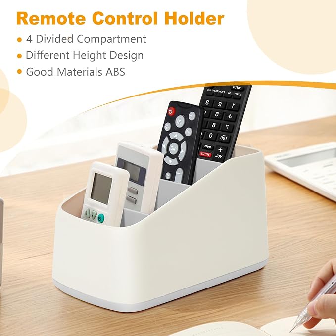 Remote Control Holder with 4 Compartments, TV Remote Caddy/Box/Tray Organizer - Image 4
