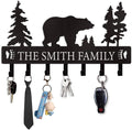 Personalized Key Holder for Wall, Custom Metal Black Bear Coat Hook Key Holder by Dyoart