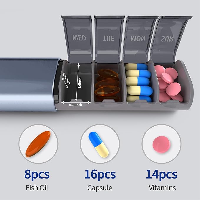 Weekly Pill Organizer, 7-Day Aluminum Case - Image 5