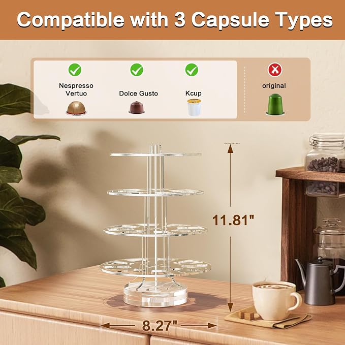 Coffee Pods Holder Acrylic Carousel Compatible - Image 4