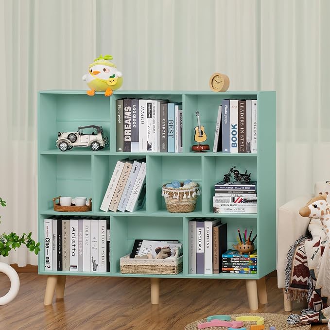 LEYAOYAO 10 Cube Bookshelf, 3 Tier Modern Wide Bookcase - Image 5