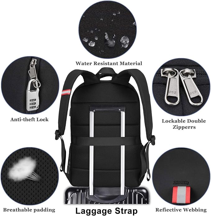 Della Gao Laptop Backpack for Men, Large Anti-Theft Business Travel Backpack - Image 5