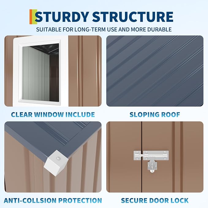 6x4 FT Metal Storage Shed with Window– Outdoor Utility Shed with Lockable Door - Image 5