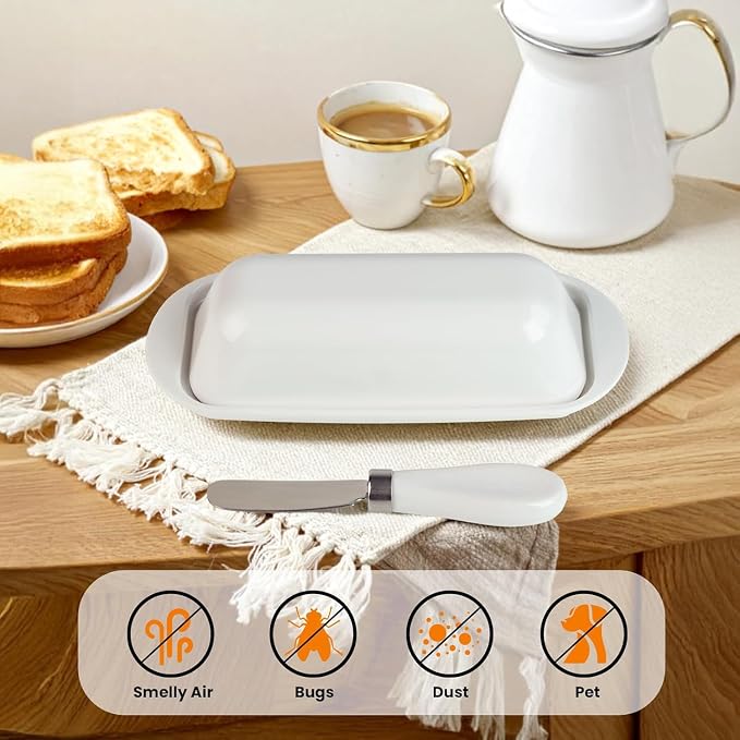 Butter Dish with Lid and Knife, Durable Countertop & Fridge Butter Keeper - Image 8