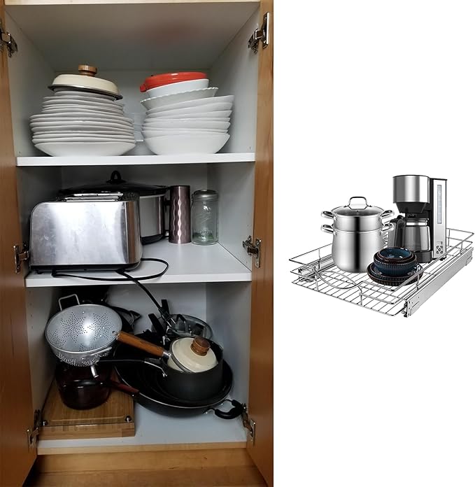 Pull Out Cabinet Organizer 23" W x 21" D, Heavy Duty Kitchen Cabinet Pull Out - Image 7