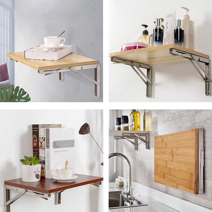 YUMORE Folding Shelf Bracket 14", Heavy Duty Stainless Steel Collapsible - Image 5