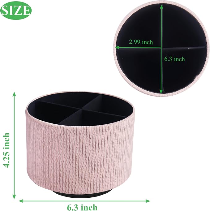 Round Leather Art Supply Organizer, Remote Control Holder, 360 Degree Spinning - Image 2
