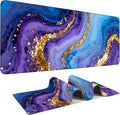 Blue and Gold Stripes Gaming Mouse Pad 31.5"x11.8"Desk Mat Anti-Slip Rubber by ANNAQUEEN