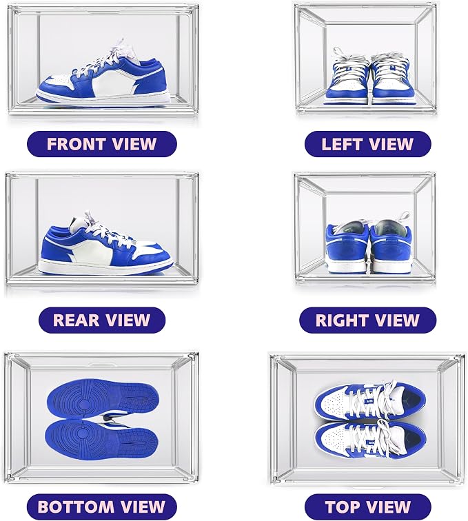 Shoe Storage 6 Pack Size 13 Acrylic Clear Shoe Storage Box Stackable Large - Image 4