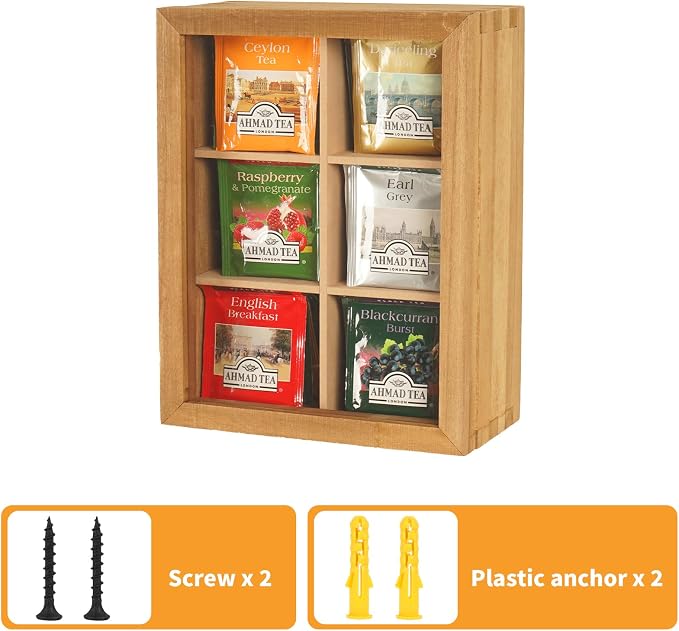 Wood Tea Bag Organizer, 6 Compartment Multi-Functional Tea Box and Storage - Image 3