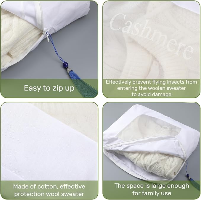 2 Pcs Cashmere Protection Pouch Wool Cotton Sweater Storage Bag Breathable - Image 3