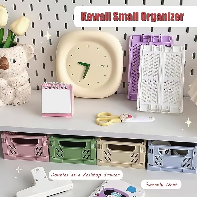 Pastel Plastic Storage Baskets 2 Pack, Collapsible Crates - Image 3