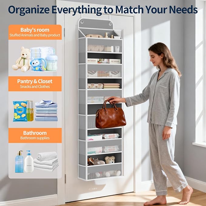 Yecaye 3 Pack Over The Door Organizer, 6-Tier Closet Door Hanging Organizer - Image 2