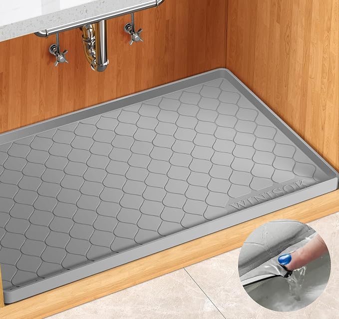 Silicone Under Sink Mat 37" x 19", kitchen Essentials and Gadgets, Shelf liner by Winisok