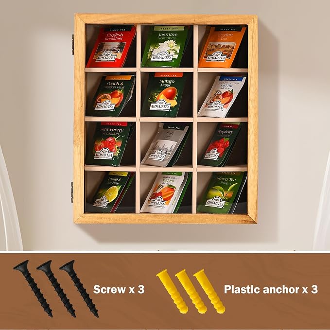 Wood Tea Box Organizer 12 Compartment Multi-Functional Storage Box - Image 2