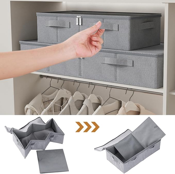 Underbed Storage Box, Foldable Under Bed Bins Container, Organizer Baskets - Image 5