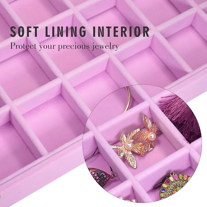 Velvet Jewelry Tray 48 Grid Jewelry Display Tray Organizer Box - Image 2