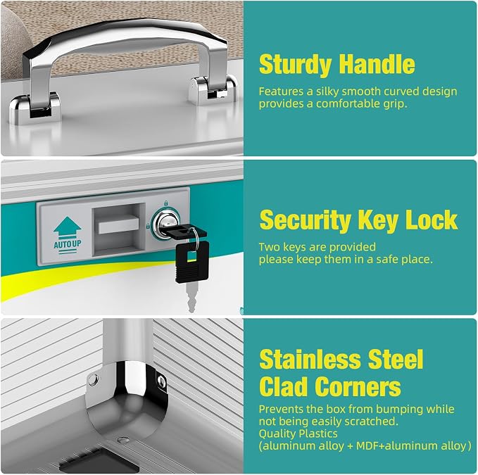 Glosen Medicine Lock Box, locking medicine box, Security Lock Boxes【Large - Image 3