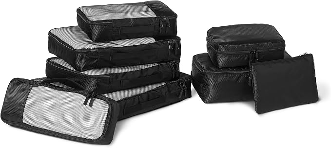 Amazon Essentials 8-Piece Packing Cubes Travel Accessories Set, Luggage by AmazonEssentials
