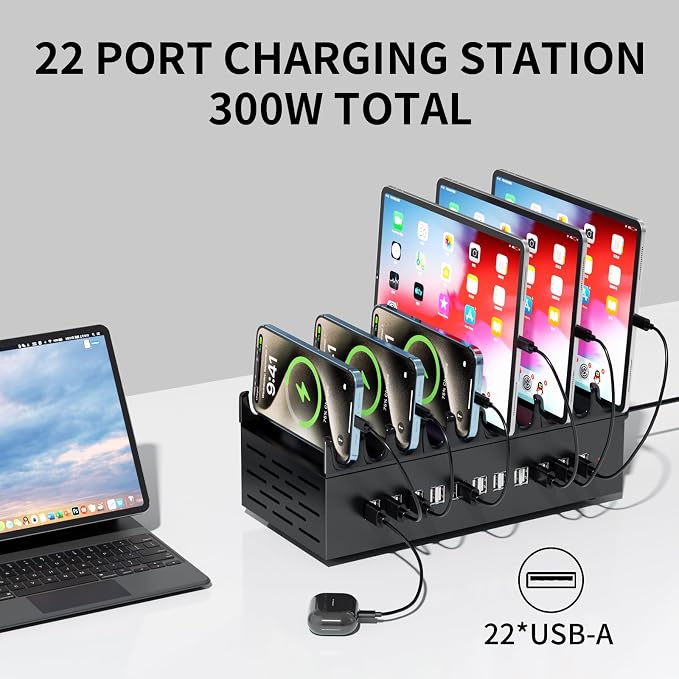 300W USB Charging Station, 22-Port Desktop Fast Charger Station - Image 2