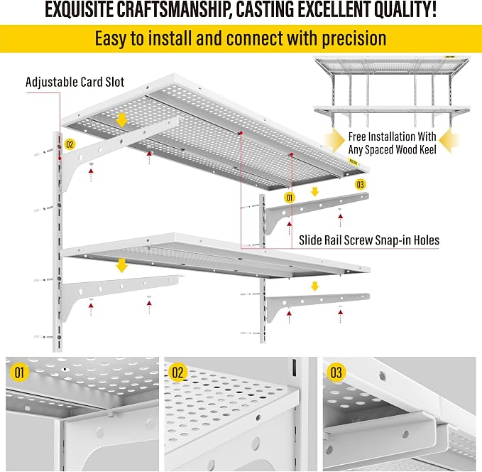 1pack×2 Tier 1.3x3ft Garage Shelving Wall Mounted, 250lbs Load Capacity - Image 6