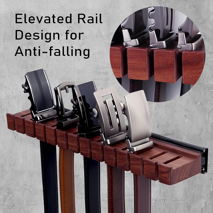 12 Belts Walnut Wood Belt Holder - Image 6