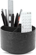 lizimandu Round Leather Art Supply Organizer, Remote Control Holder, 360 Degree by LIZIMANDU