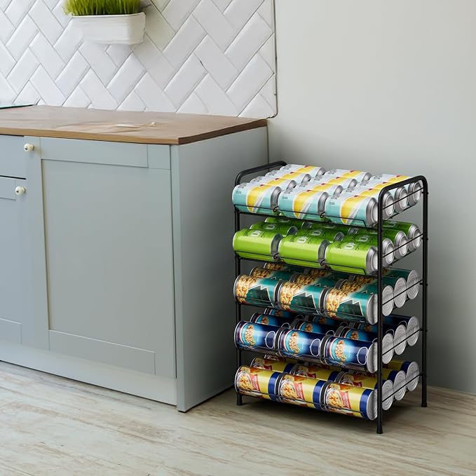 Vrisa 5 Tier Can Organizer for Pantry Can Holders 60 Cans Rack Canned Goods - Image 6