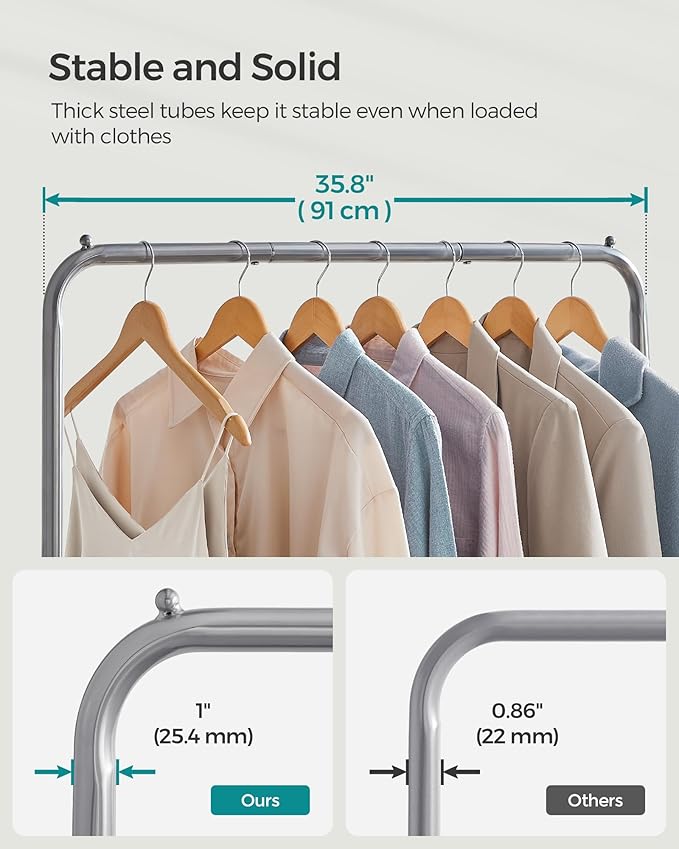 SONGMICS Clothes Rack with Wheels, Clothing Rack - Image 5