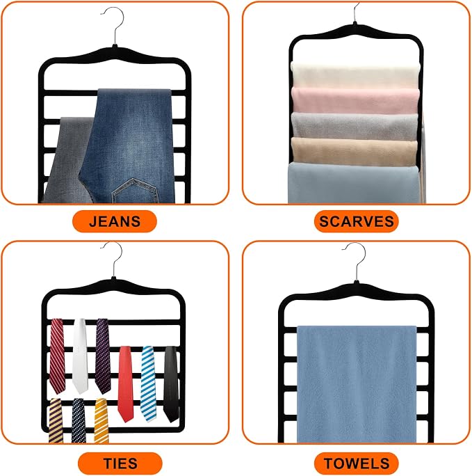 Closet Organizers and Storage, 5 Pack Pants Hangers Space Saving, Velvet Hangers - Image 9